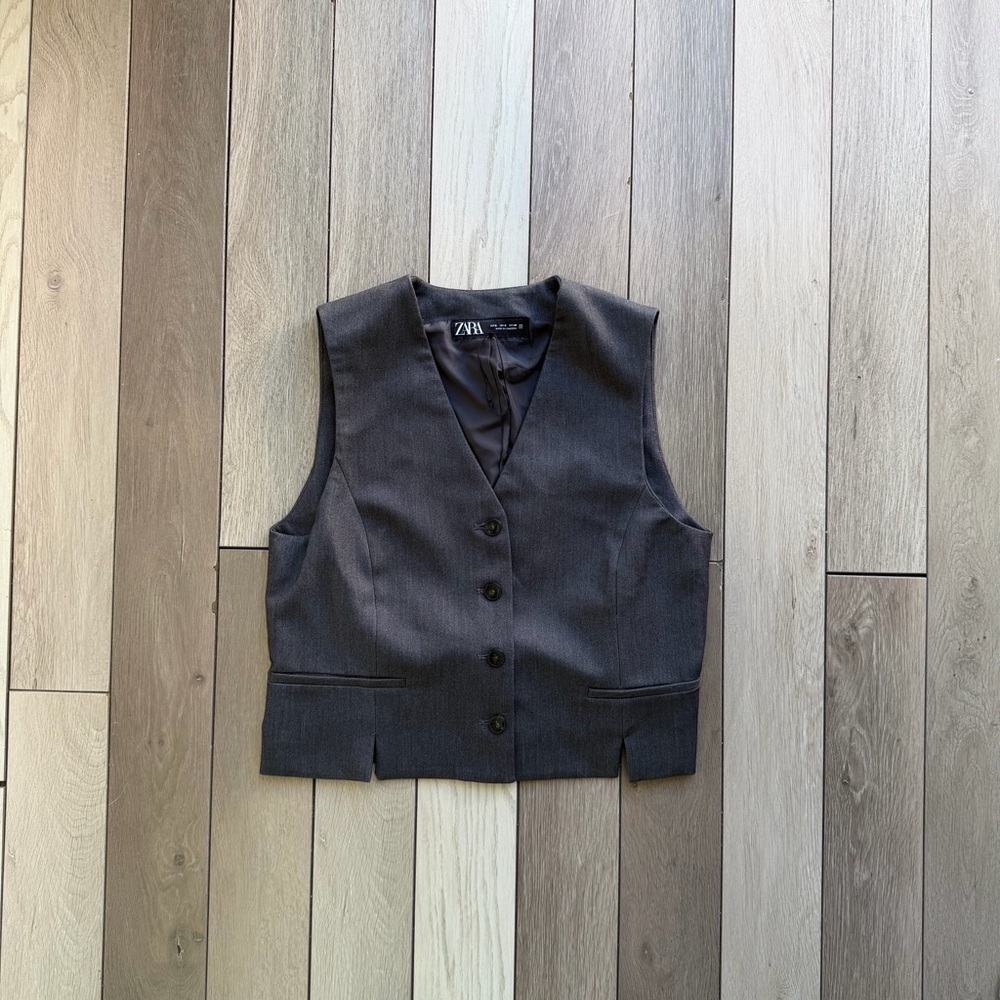 Zara Gray Button-Up Vest